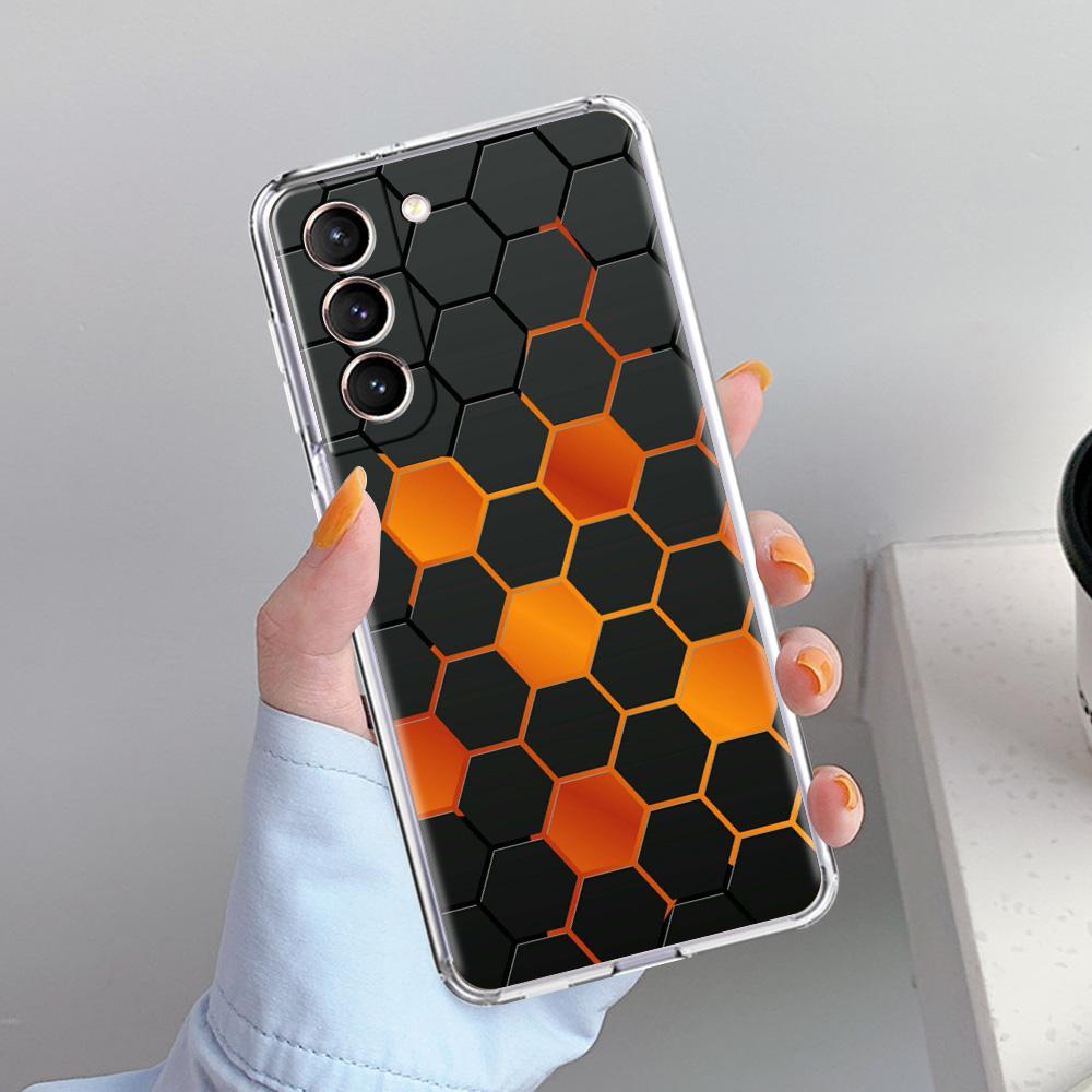 Phone Case For Samsung Galaxy S26 S25 S24 S23 S22 Ultra S20 S21 FE 5G Plus Soft Clear Cover Honeycomb Pattern