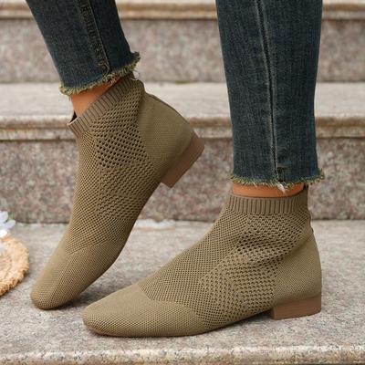 Women's Boots Mid-calf Ankle Boots Mid-calf Pointed Boots High-heeled Boots Women's Shoes Flying Weave