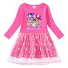 Girls Kpop Mira Zoey Rumi Hunters Print Round Neck Cotton Mesh Dress