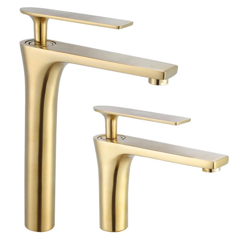 Tuqiu Bathroom Faucet Brushed Gold Brass Bathroom Basin Faucet Cold And Hot Water Mixer Sink Tap Deck Mounted Black/ChromeTap