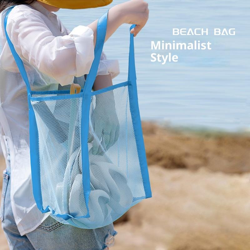 Outdoor Protable Mesh Bag Handbag Kids Toys Storage Bags Swimming Large Beach Bag For Towels Women Cosmetic Makeup Organizer