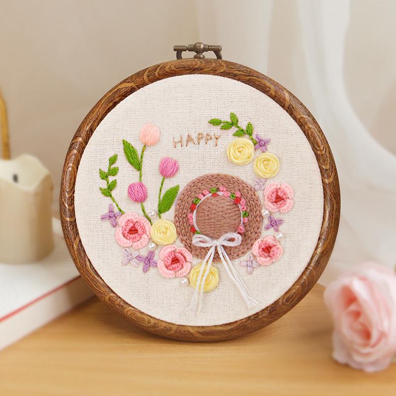 Handmade Embroidery Kit DIY Material Package 3D Cross Stitch Circular Ornament Contain Embroidery Tools Embroidery Frame