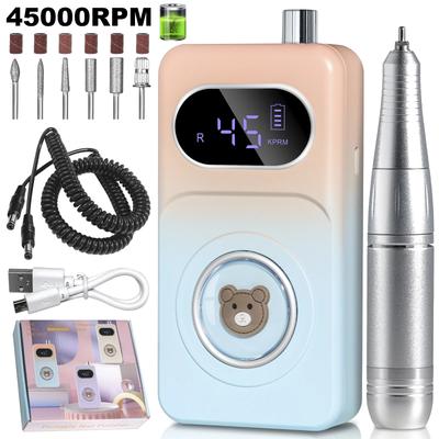 45000RPM Electric Nail File Professional Nail Gel Polishing Machine Nail File Low Noise Rechargeable Nail Drill Salon Tools