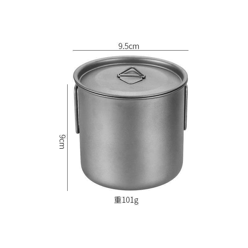 220ml-550ml Titanbecher Outdoor Titan Campingbecher mit Deckel Camping Kaffeetasse mit klappbarem Griff Titan Topf zum Wandern