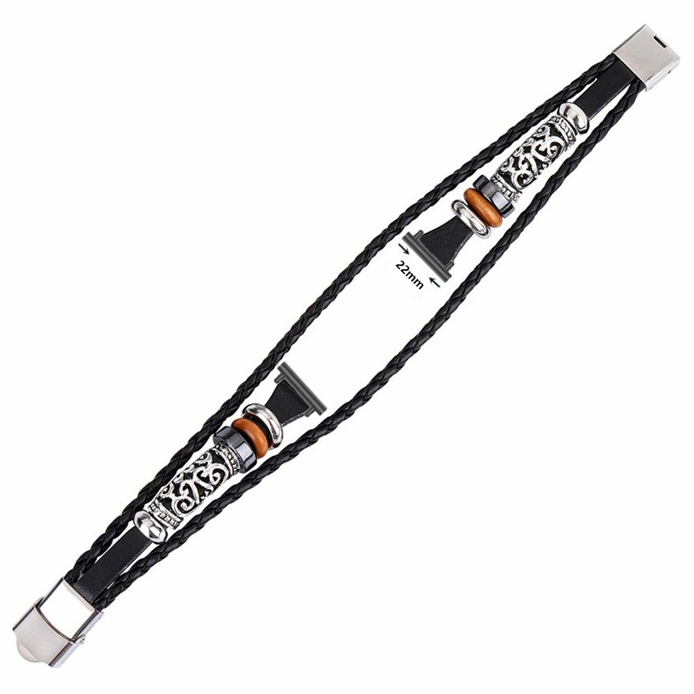 22mm Ethnic Band Bracelet for Huawei Watch 4/4 Pro/GT 4 46mm Leather+Metal Wrist Strap