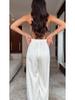 2026 Spring White Wide-Leg Pants Suit: Casual Two-Piece with Irregular Design