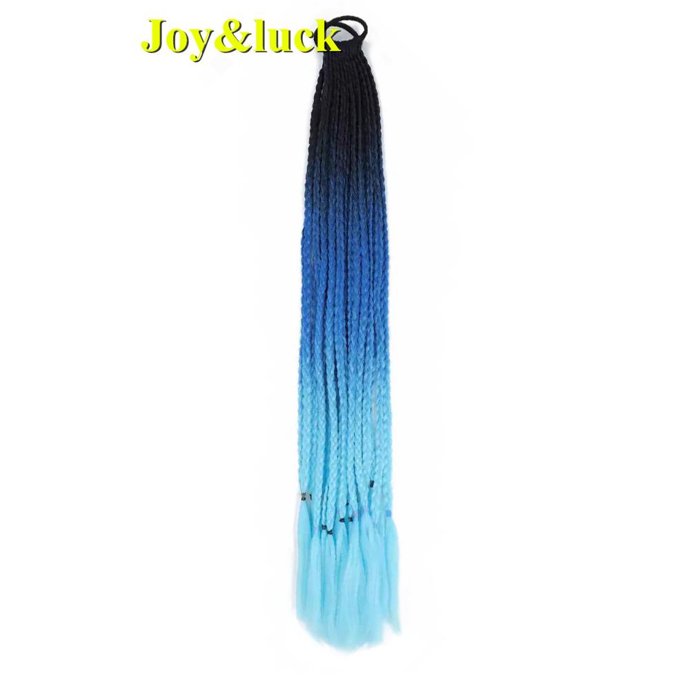 24 Zoll Ombre Yaki Straight Synthetische Haarverlängerungen Mädchen Farbe Geflochten Zopf Gummiband Box Braid