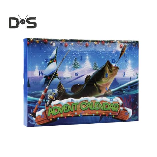 

Рождественский адвент-календарь 2024 года, набор рыболовных снастей, обратный отсчет на 24 дня, рыболовные приманки, ежедневные рыболовные снасти с приманками, крючки, аксессуары B