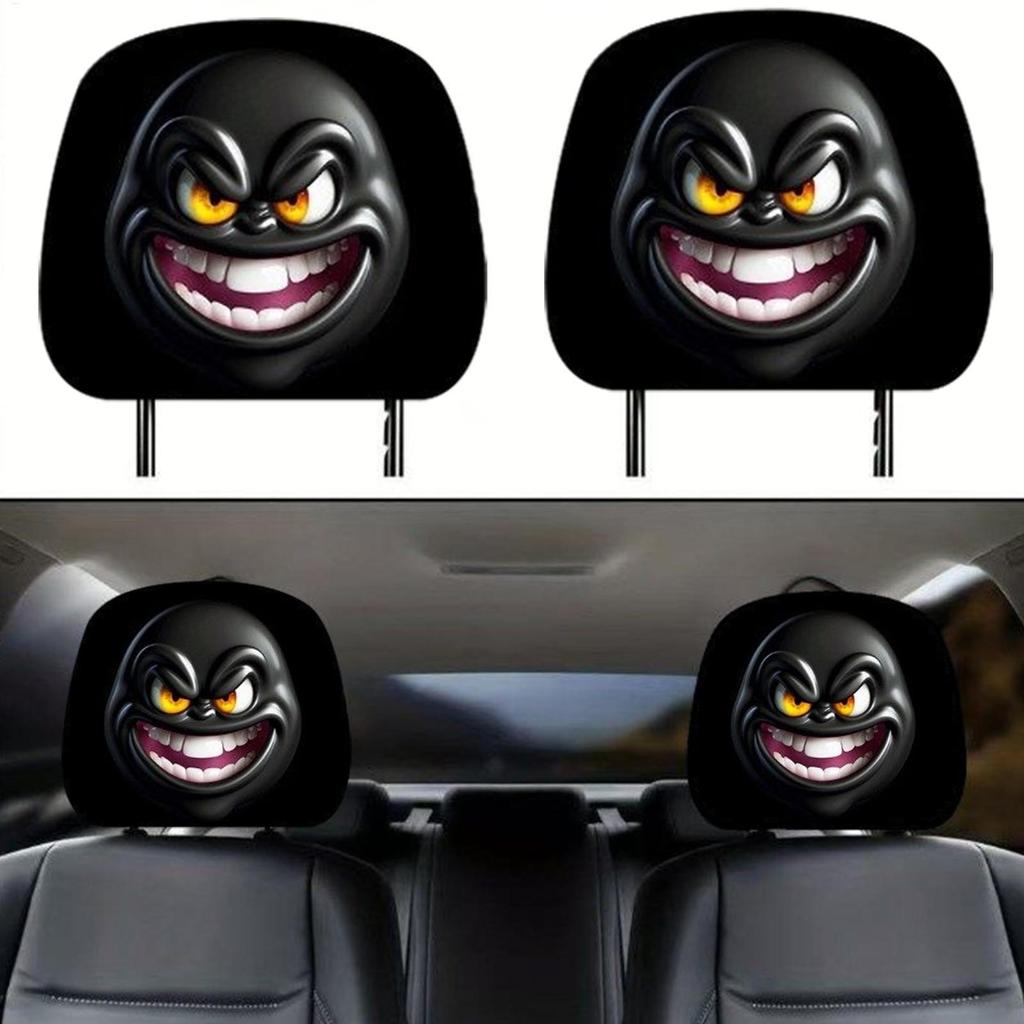 Car Seat Headrest Cover 2-Piece Funny Car Headrest Protector For Front Seat Protector Automotive Decorations For Vehicle Truck