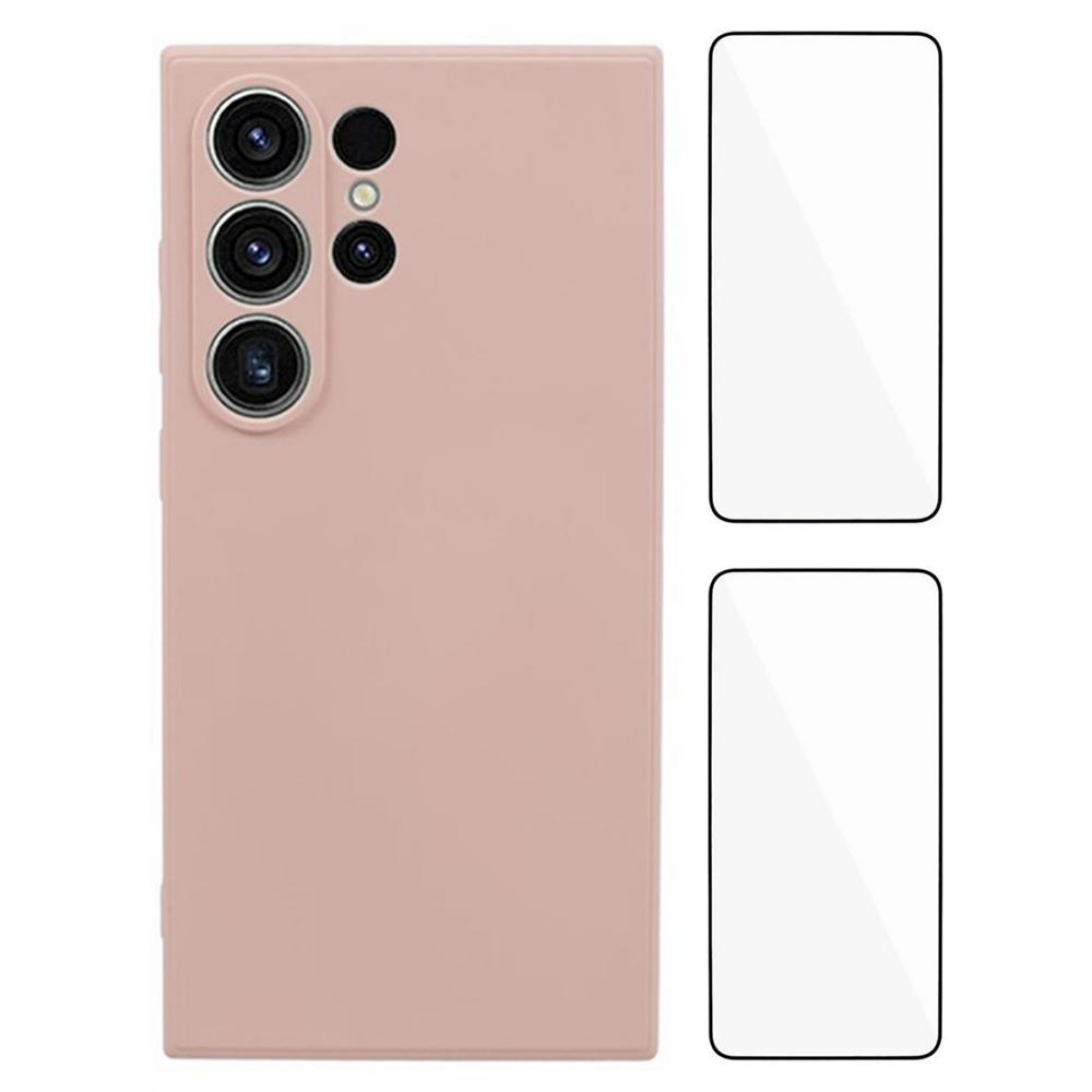 WANLONFENG RB3 Series For Samsung Galaxy S24 Ultra Case with 2Pcs Screen Film Precise Lens Hole Soft TPU Phone Back Cover