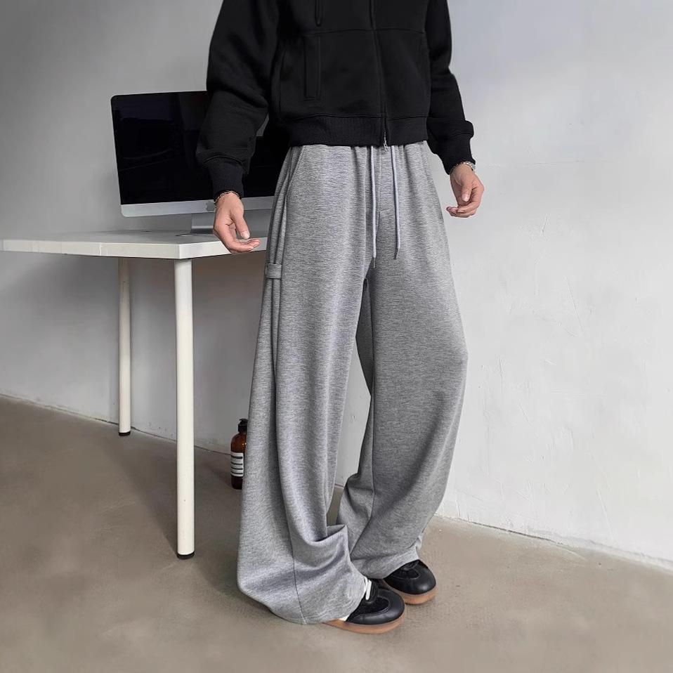 Heavy Structure Sweatpants Men's Spring and Autumn American High Street Pants Straight Wide Legs Drape Versatile Casual Sweatpants