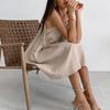 Summer Khaki Linen Dress Women Elegant Spaghetti Strap A-Line Loose Dresses Fashion Ruched Lace-Up Sexy Mini Dresses
