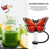 9Pcs 8mm Butterflies Straw Cover Food Grade Silicone Reusable Dust Proof Universal Glass Straw Tip Plug Topper Protector Kitchen Supplies