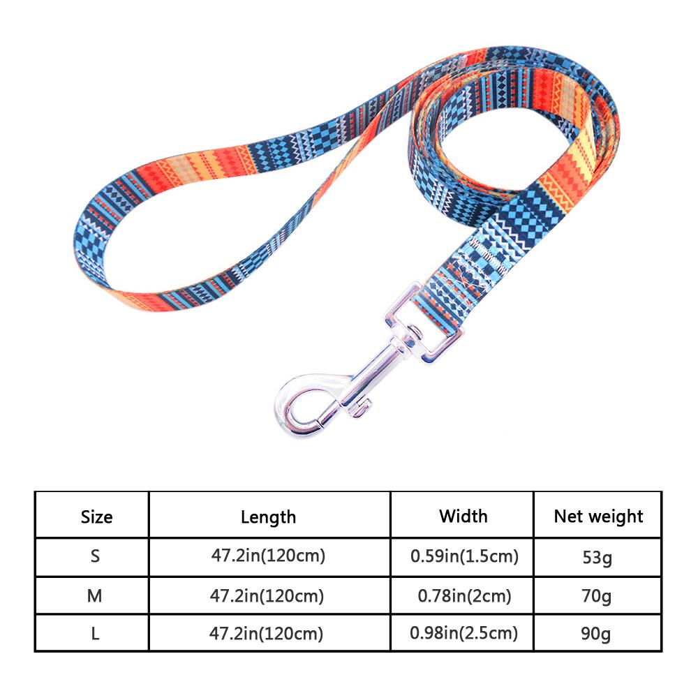 Classic Multicolor Dog Leash Nylon Tribal Pattern Durable Cat Pet Leashes for Small Medium Large Dogs Puppy Lead 120cm Long for Walking
