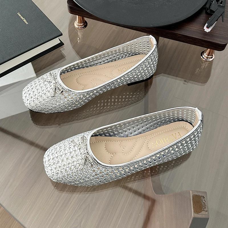 Fashion 2025 New Shoes Female Shallow Women's Boots Fashion Butterfly-knot Daily Hot Sale Hollow Out Light Soft Bottom Flat Low Heels