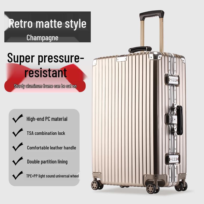 Retro Aluminum Frame Spinner Suitcase - Available in 20/24/26/29 Inches