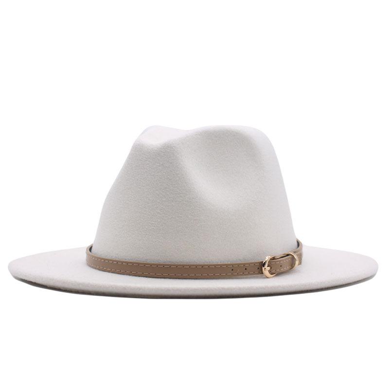 European and American style spring and autumn winter imitation felt big brim hat British retro woolen top hat men's and women's travel Panama jazz hat