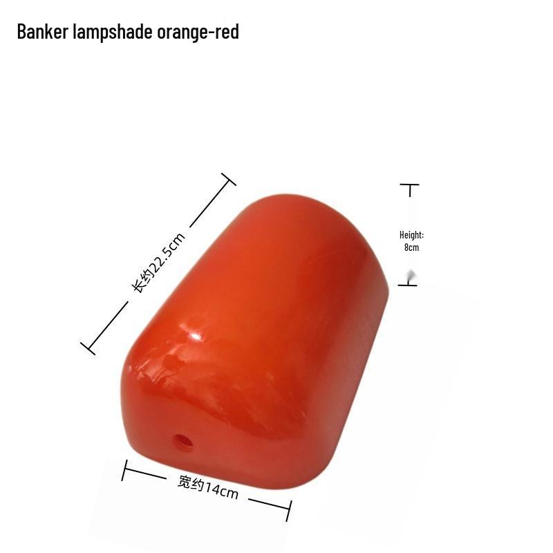 Retro Bank Desk Lamp with Jade, White, Orange, and Black Hand-Blown Glass Lampshade