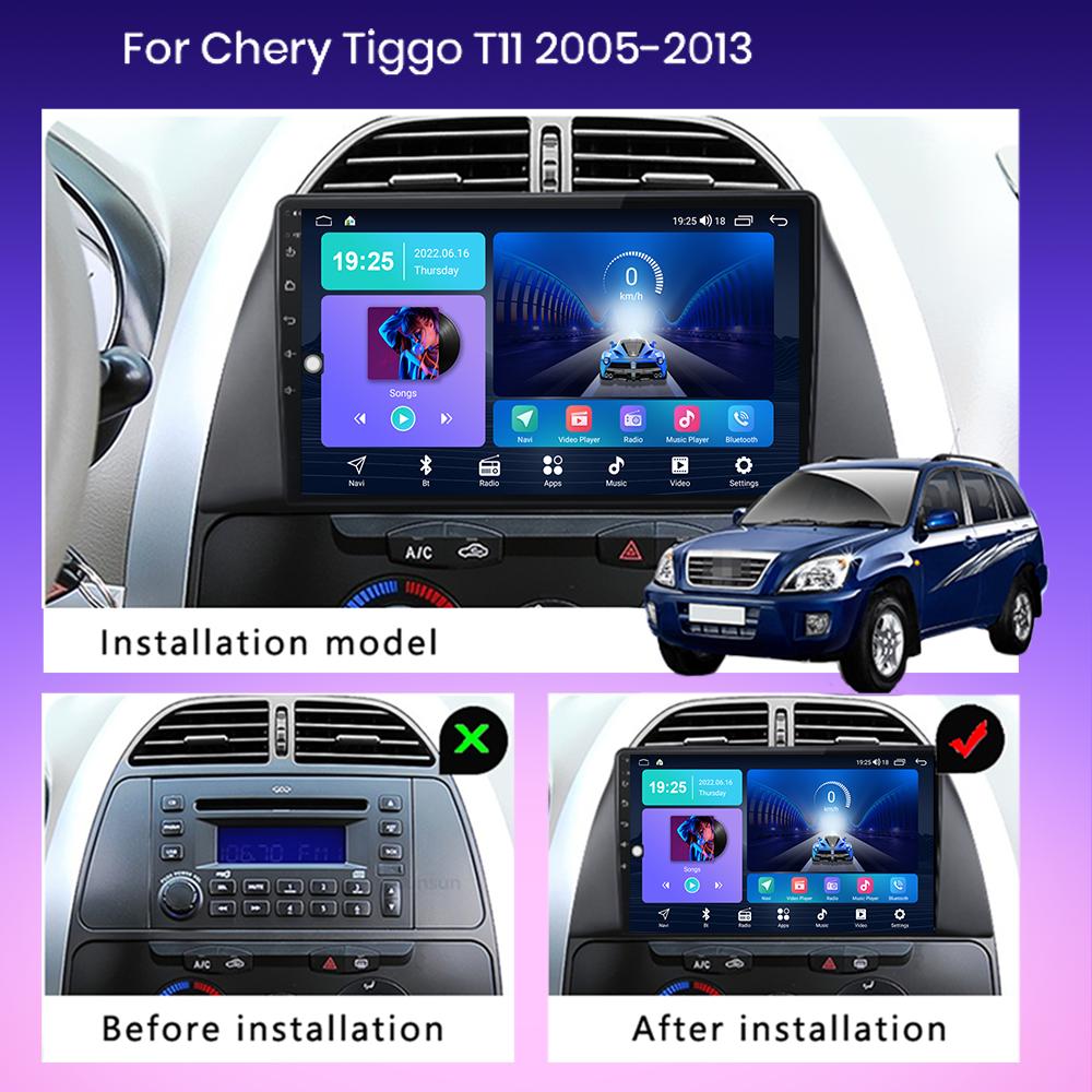 2 DIN Android Carplay Car Radio For Chery Tiggo T11 2005-2013 Multimedia Player Head Unit Stereo GPS Navigation BT WIFI 4+64GB