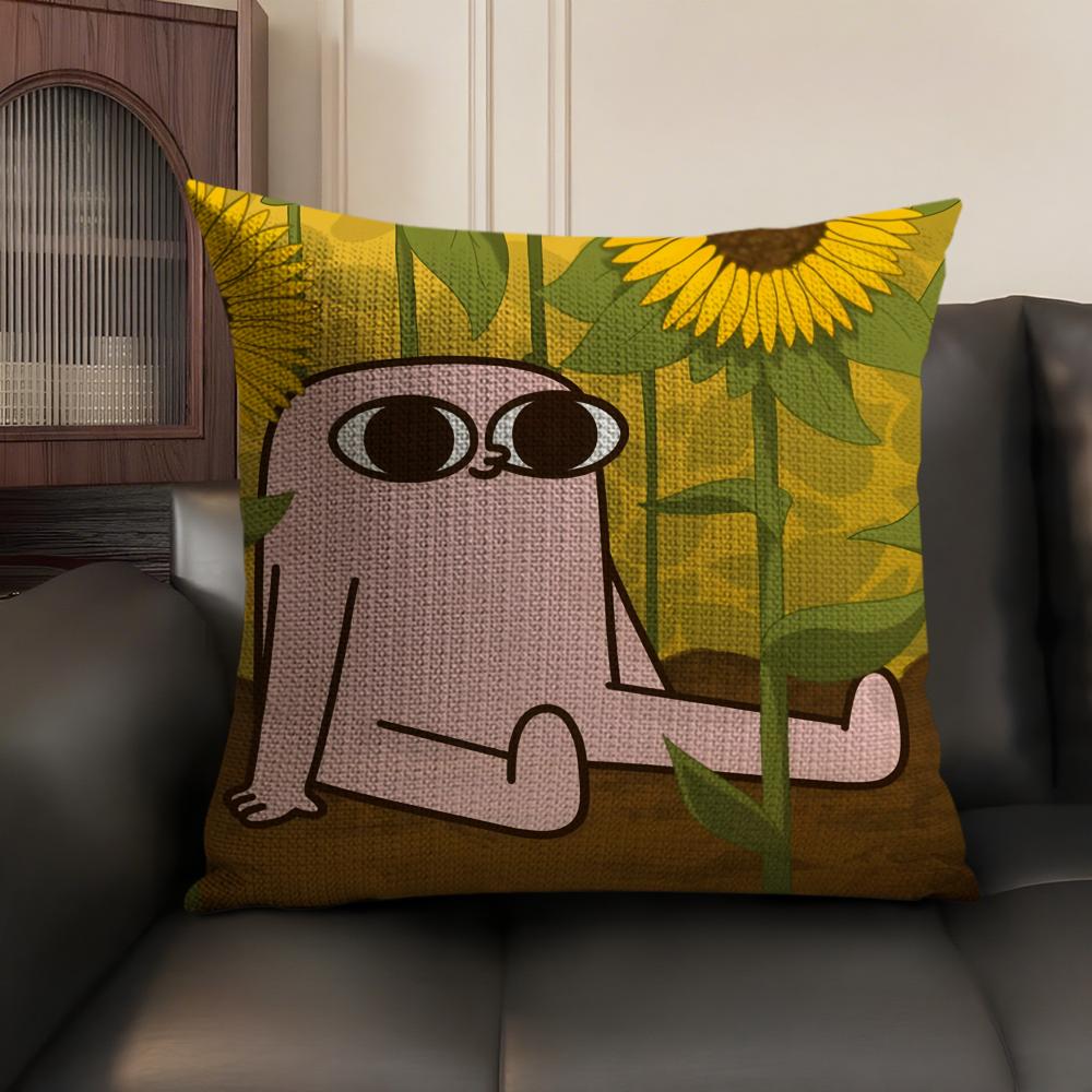FUNNY Cartoon KKETNIPZ Cushion Cover Natural Linen Organic Fabric DoubleSided Printing Sofa Home Decor Gift Pillow Case