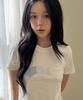 Loginaenloji Silver Dot Heart Patch Cotton T-Shirt White