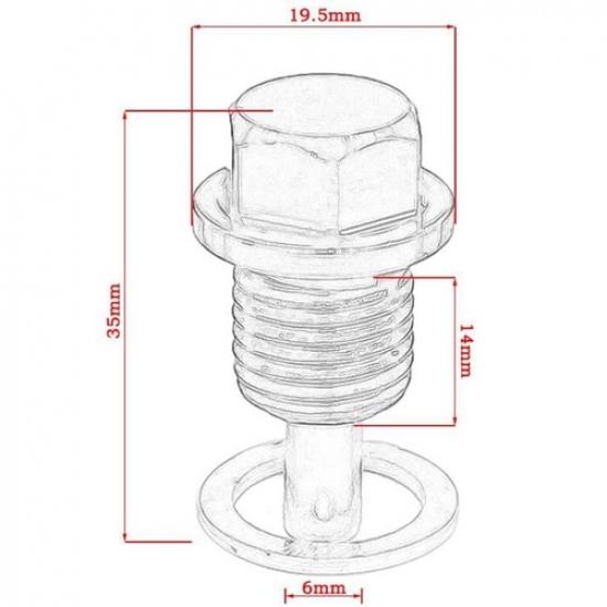2x Universal M14x1.5 Magnetic Car Engine Oil Drain Plug Screw Nut Bolt Sump Gold