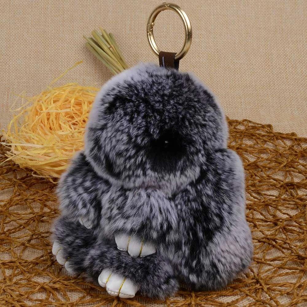 Jewelry Ornament Fluffy Toy Doll Plush Bunny Keyring Plush Bunny Keychain Rabbit Fur Keychain