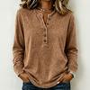 Camicia da Donna Retro a Maniche Lunghe Scollo a V Bottoni Vestibilità Larga Usurata Top