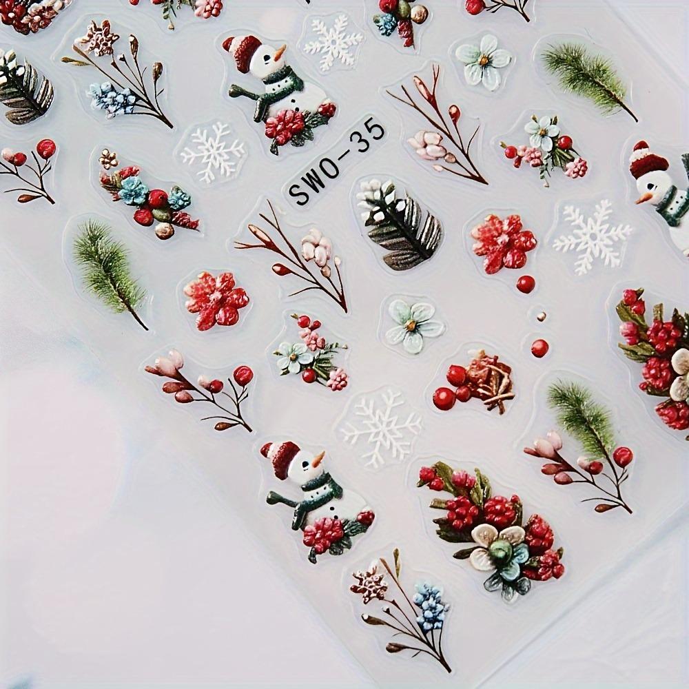 Weihnachtliche Nagelsticker – Schneeflocken- und Schneemannmuster, selbstklebend, mattes Finish, festliche Nageldekorationen zum einfachen Anbringen!