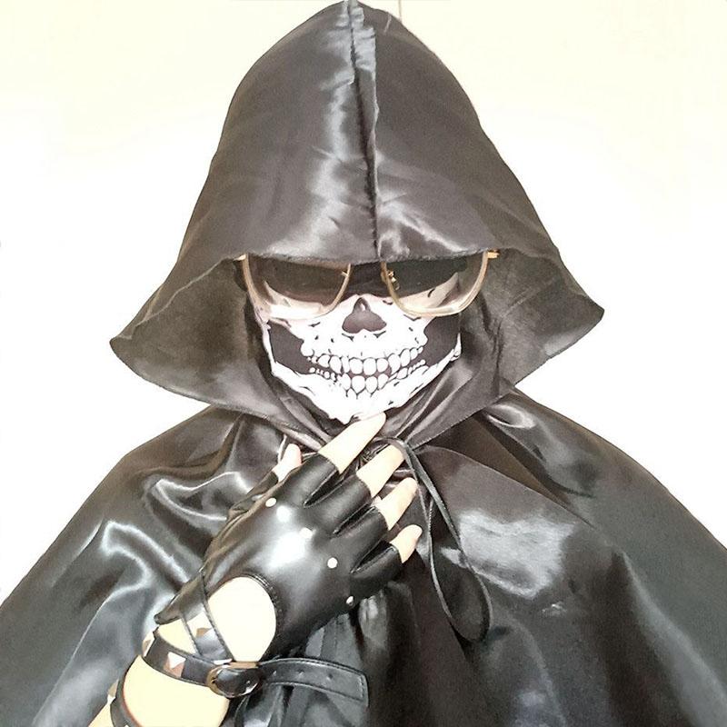 Solid color Halloween costume black Reaper short cloak cape prop with hat performance costume cosplay prop