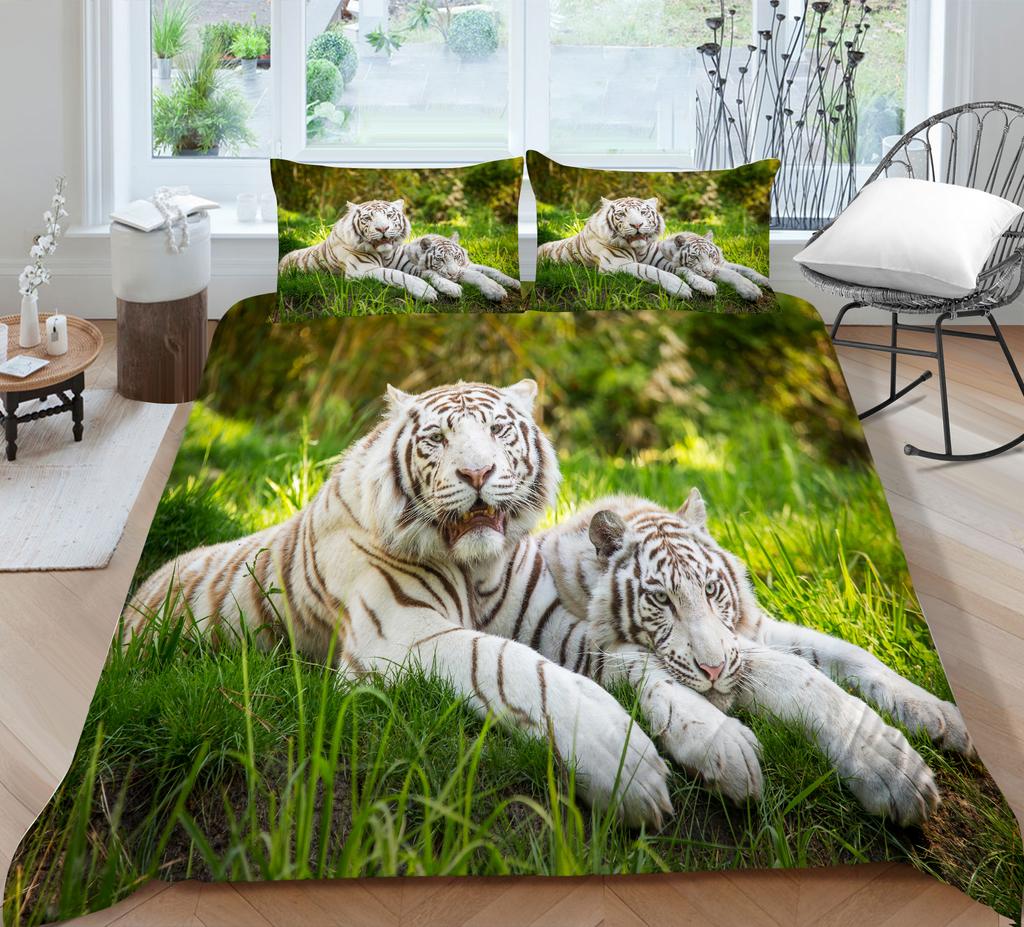 3D Tiger Pattern Quilt Cover Home Bedding Set AU Full Size Single/Double Home Decoration