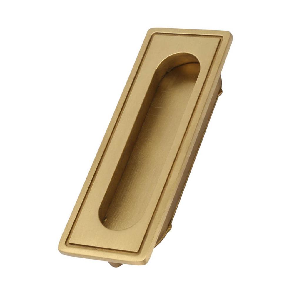 Brass Recessed Handle 105x38x11.5mm Flat Finger Pull Design Flush Pull Handle With 2 Installation Screws Brass Cabinet Hardware