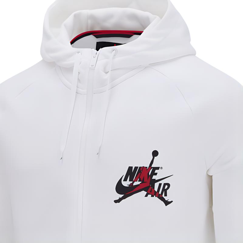 Jordan Logo Print Zip-Up Hoodie Jacket Men Outerwear White DH9507-100