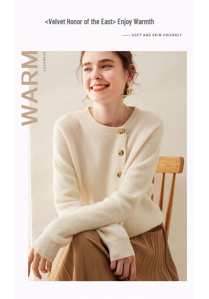 Women's Cashmere Sweater Cardigan - Warm, Stylish, Loose-Fit for Autumn Winter