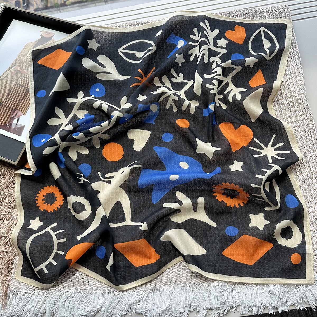 In the summer of 26, the new silk cotton silk scarf women s thin breathable versatile mulberry silk 70 medium square scarf neck protection scarf 65*65cm