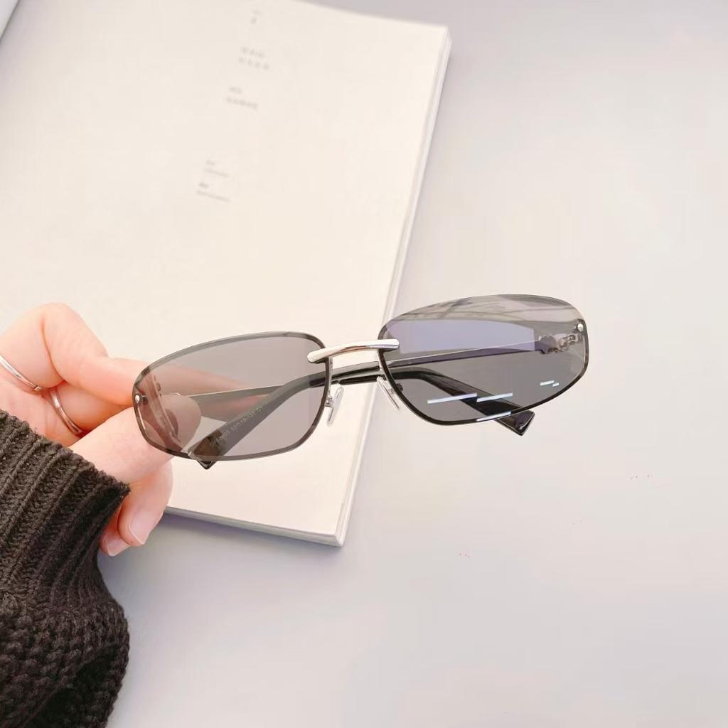 New Style Sun Glasses For Women Oval Shape Rimless Uv Protection Sunglasses Men Fashion Trendy Female Sunglass