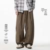 VUUG Men's Pleated Japanese Style Wide-Leg Cargo Pants