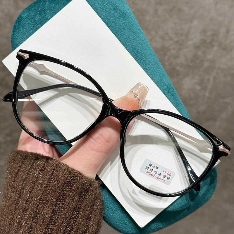 Retro Oval Cat-eye Frame Reading Glasses New Fashionable Reading Glasses for Men and Women Blue Light Blocking Glasses +4.0 3.5