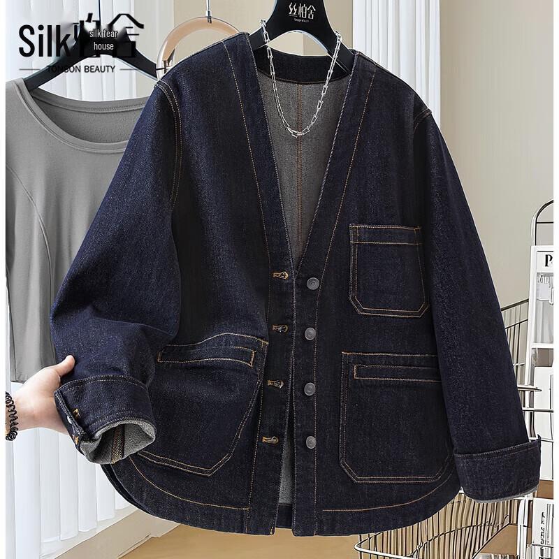 

Женская джинсовая куртка свободного кроя с V-образным вырезом Sibaishe L