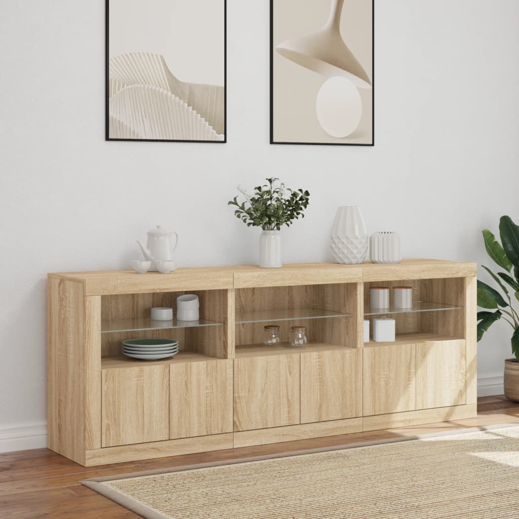 Vidaxl Szafka Z Oświetleniem Led, Dąb Sonoma, 181,5X37X67 Cm