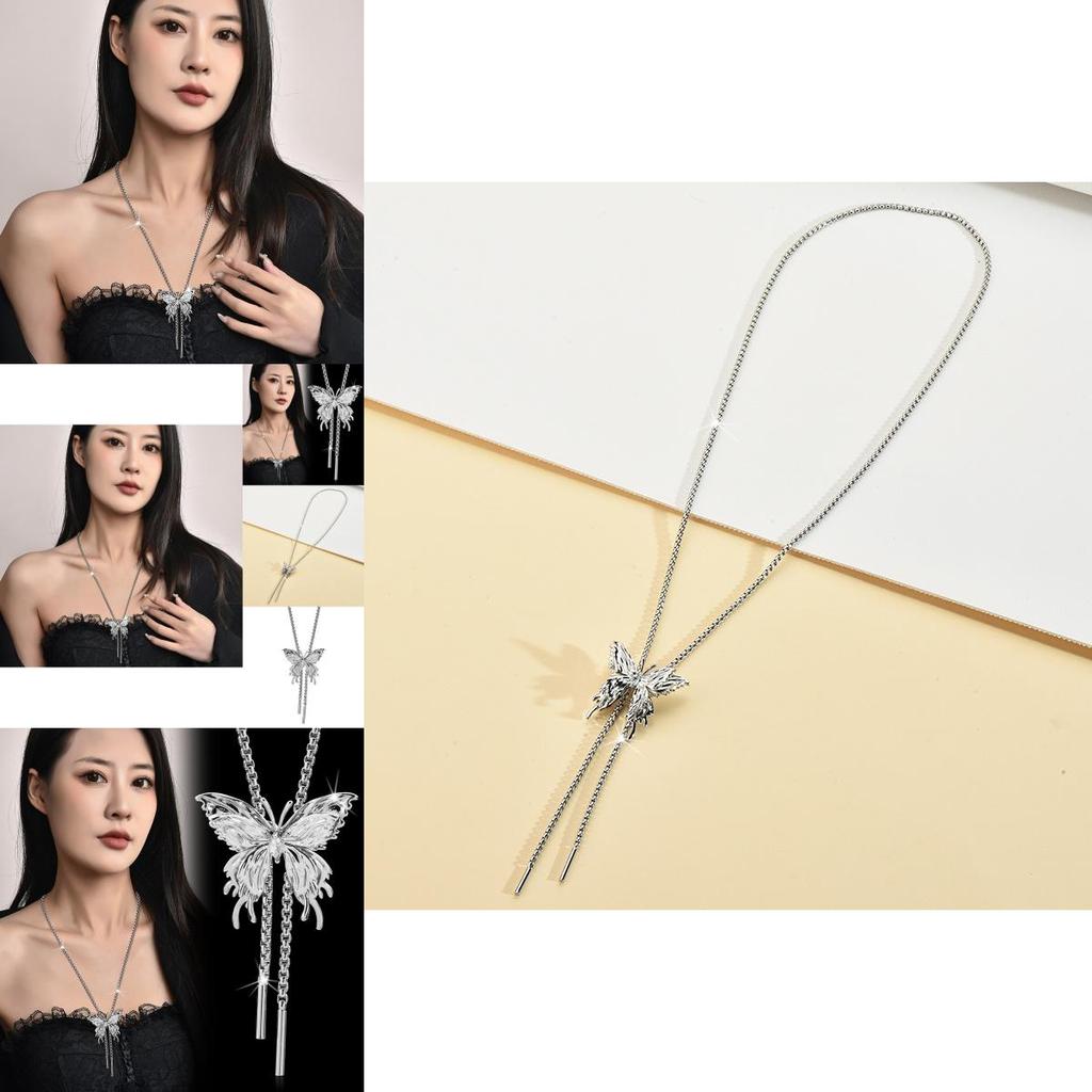 Stylish Butterfly Pull Necklace For Women In Luxurious Titanium Steel Design