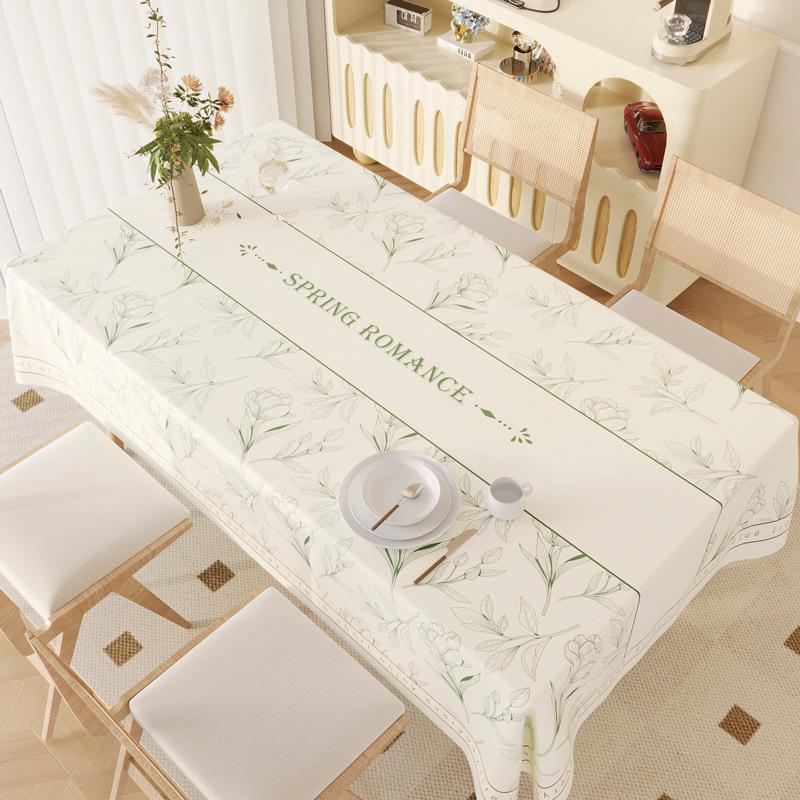 French Light Luxury High-End Dining Table Cloth, Leave-In Oil-Proof And Waterproof Lambskin Rectangular Coffee Table Cloth