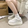 Leather Polished Platform Internet Celebrity White Shoes Women's 2025 Autumn New Heightening Lightweight Board Shoes Casual Sports Women's Shoes Tide