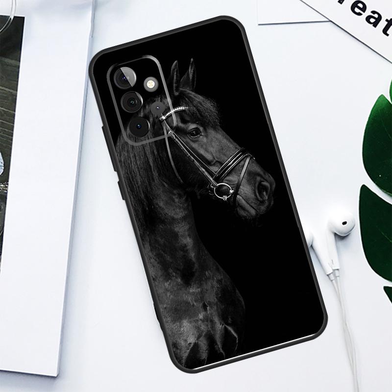 Black White Horse For Samsung Galaxy A52 A22 A32 A54 A34 A14 A55 A35 A15 A53 A33 A13 A05 A06 A16 Phone Case