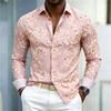 2026 Men's Shirt Palace Style Men's Shirt Blue Bottom Gold Brown Vine Chain Full Print Flip Collar Casual Long Sleeve Shirt