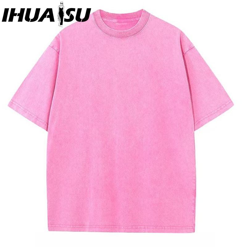 IHUASU Bavlněné tričko s krátkým rukávem Pánská móda Košile s volným polovičním rukávem Košile s potiskem