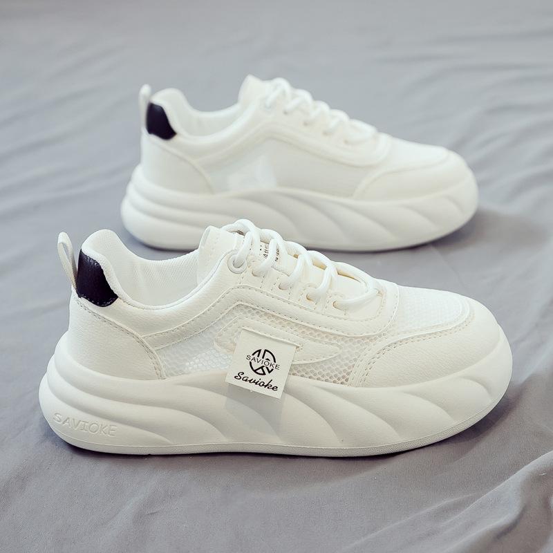 

Летние сетчатые дышащие и универсальные новые маленькие белые туфли женская обувь на толстой подошве с увеличением роста летние сетчатые туфли 40 белый