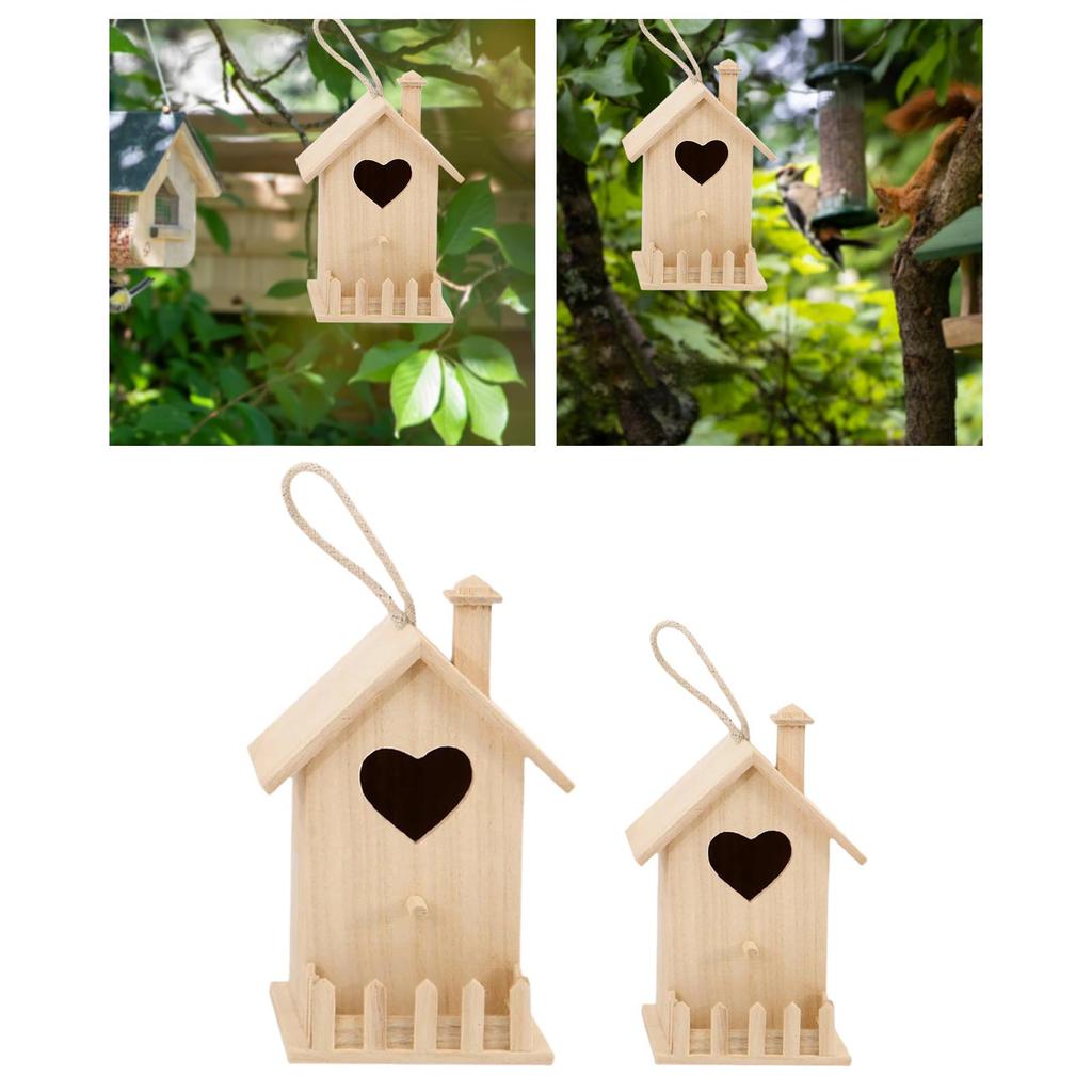 Paintable Mini Wooden Bird House Hanging Nest Box DIY Bird Cage for Outdoor Garden Courtyard Decorative Birds