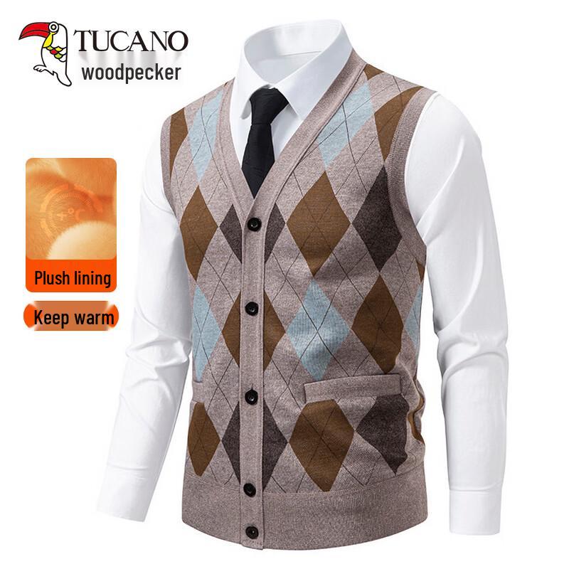 TUCANO Men s Argyle V-Neck Cardigan Sweater Vest 115