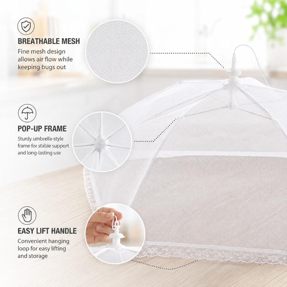 Foldable Mesh Food Cover Pop Up Umbrella Shield for Fruit Vegetables Meals Kitchen Table Picnic Camping and Outdoor Dining